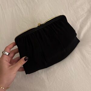 Vintage Black and Gold Clutch Handbag